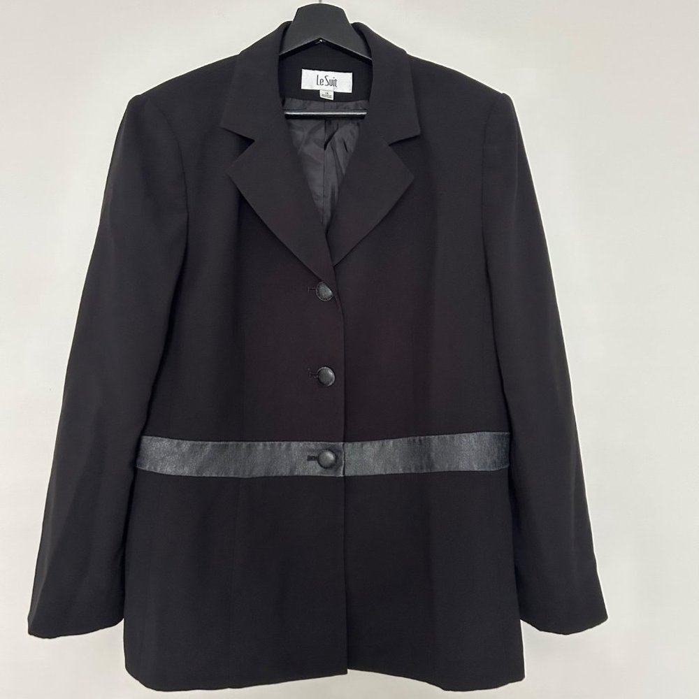 Le Suit Womens Y2K  Black Dressy Coat Size 16 Career Wear Dressy Blazer